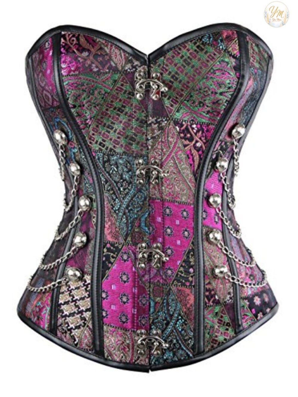 Steel Boned Steampunk Bustier Corset with Chains